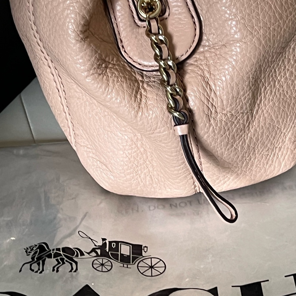 Coach Tan and Gold Shoulder Bag with Signature Design - Picture 7 of 16